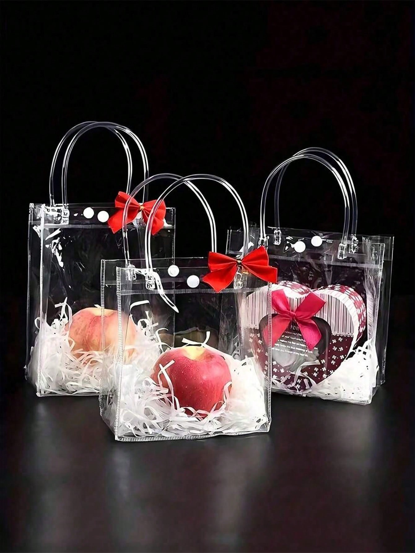 Custom Holiday Party Tote Bags, Clear PVC Gift Bags